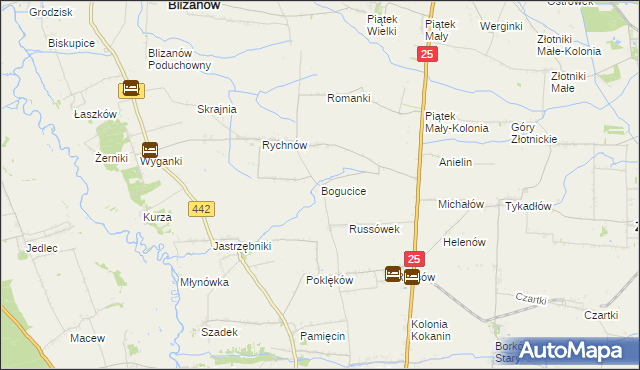 mapa Bogucice gmina Blizanów, Bogucice gmina Blizanów na mapie Targeo