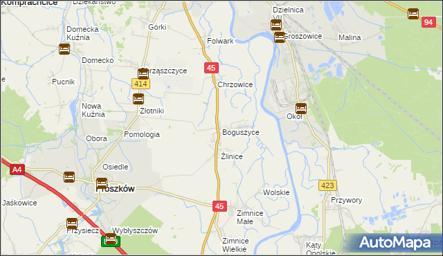 mapa Boguszyce gmina Prószków, Boguszyce gmina Prószków na mapie Targeo