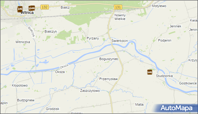 mapa Boguszyniec gmina Witnica, Boguszyniec gmina Witnica na mapie Targeo