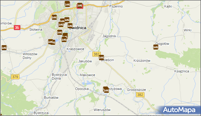 mapa Boleścin gmina Świdnica, Boleścin gmina Świdnica na mapie Targeo