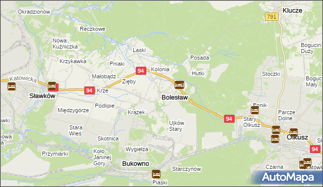 mapa Bolesław powiat olkuski, Bolesław powiat olkuski na mapie Targeo