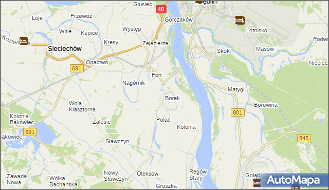 mapa Borek gmina Gniewoszów, Borek gmina Gniewoszów na mapie Targeo