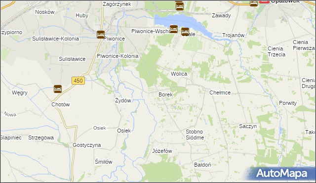 mapa Borek gmina Godziesze Wielkie, Borek gmina Godziesze Wielkie na mapie Targeo