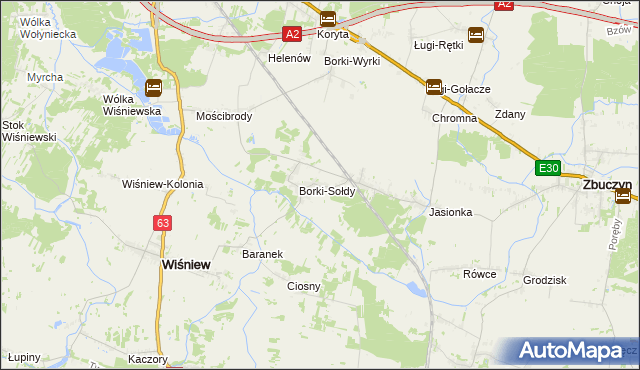 mapa Borki-Paduchy, Borki-Paduchy na mapie Targeo