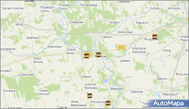 mapa Borkowo gmina Nasielsk, Borkowo gmina Nasielsk na mapie Targeo