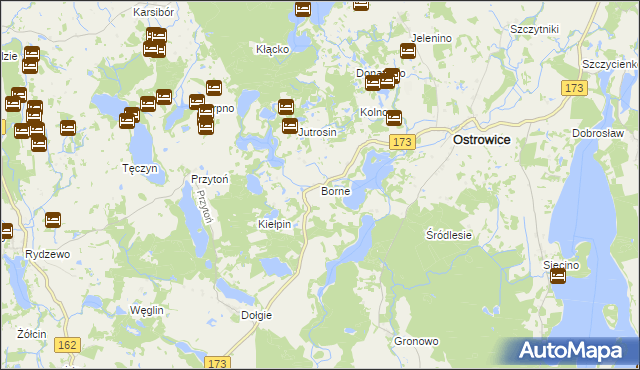 mapa Borne gmina Ostrowice, Borne gmina Ostrowice na mapie Targeo