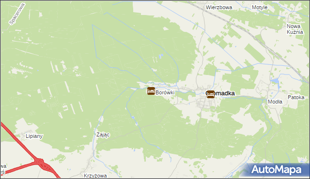 mapa Borówki gmina Gromadka, Borówki gmina Gromadka na mapie Targeo