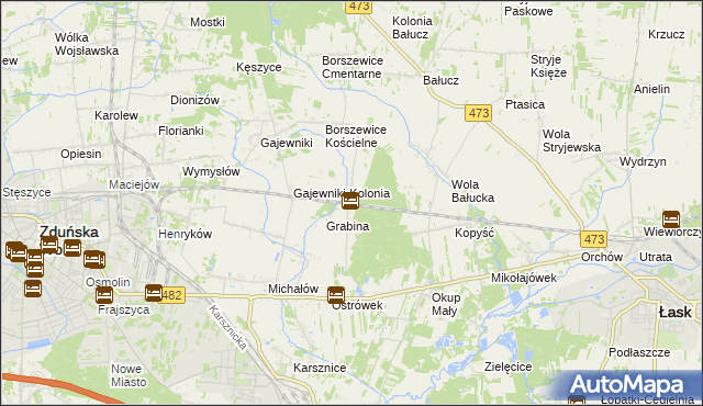 mapa Borszewice Kolejowe, Borszewice Kolejowe na mapie Targeo