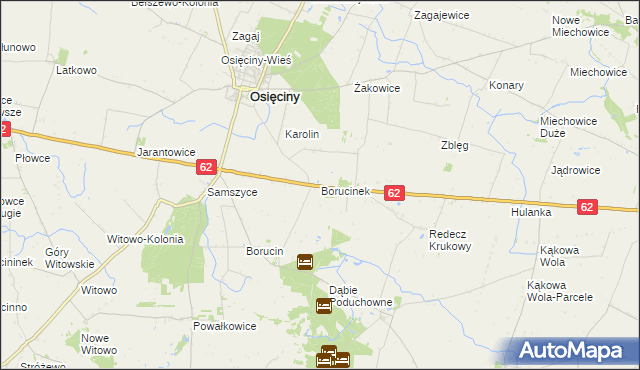 mapa Borucinek, Borucinek na mapie Targeo