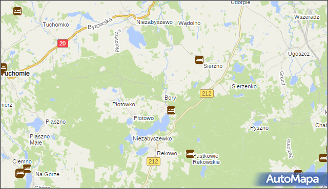 mapa Bory gmina Bytów, Bory gmina Bytów na mapie Targeo