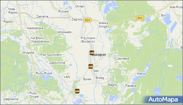 mapa Borzęcin powiat brzeski, Borzęcin powiat brzeski na mapie Targeo