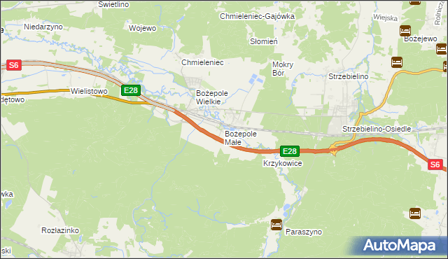 mapa Bożepole Małe, Bożepole Małe na mapie Targeo