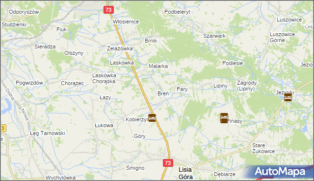 mapa Breń gmina Lisia Góra, Breń gmina Lisia Góra na mapie Targeo