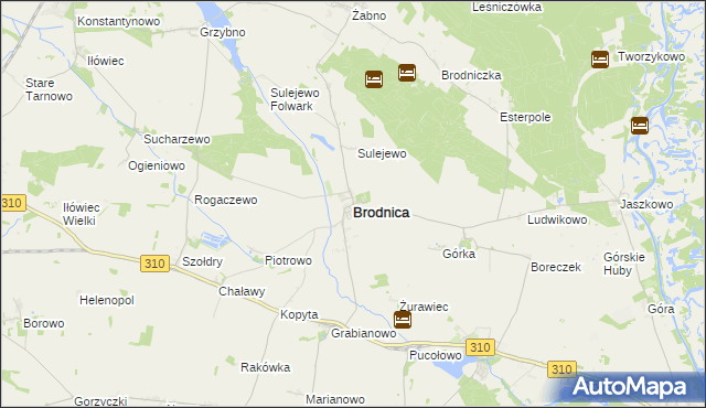 mapa Brodnica powiat śremski, Brodnica powiat śremski na mapie Targeo