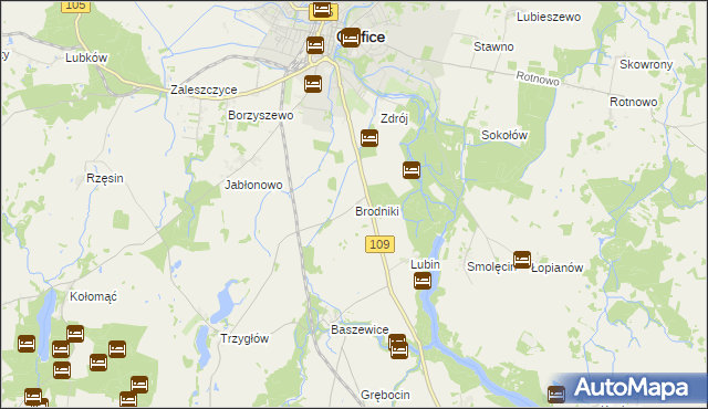 mapa Brodniki gmina Gryfice, Brodniki gmina Gryfice na mapie Targeo