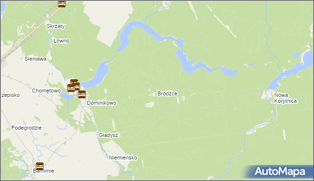 mapa Brodźce gmina Drawno, Brodźce gmina Drawno na mapie Targeo