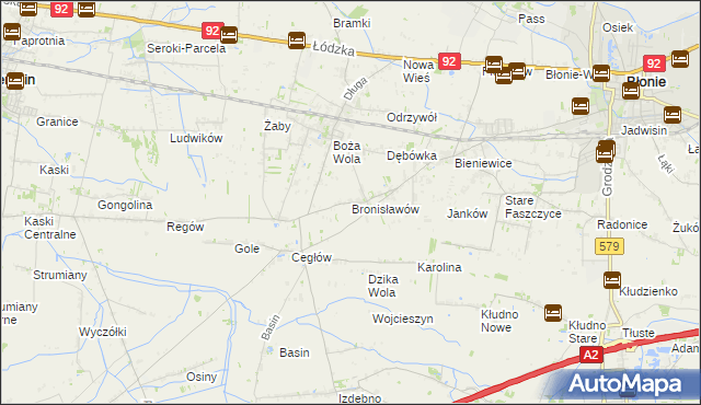 mapa Bronisławów gmina Baranów, Bronisławów gmina Baranów na mapie Targeo