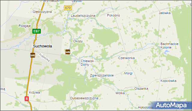 mapa Brukowo, Brukowo na mapie Targeo