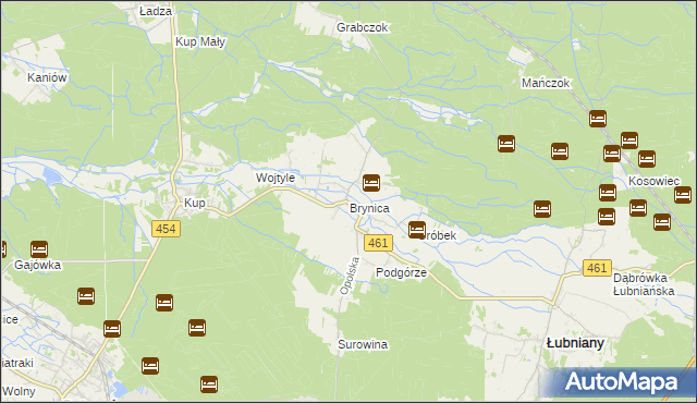 mapa Brynica gmina Łubniany, Brynica gmina Łubniany na mapie Targeo