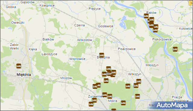 mapa Brzezina gmina Miękinia, Brzezina gmina Miękinia na mapie Targeo