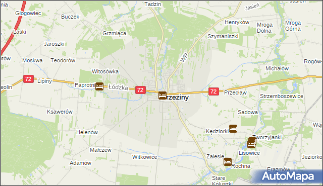 mapa Brzeziny, Brzeziny na mapie Targeo