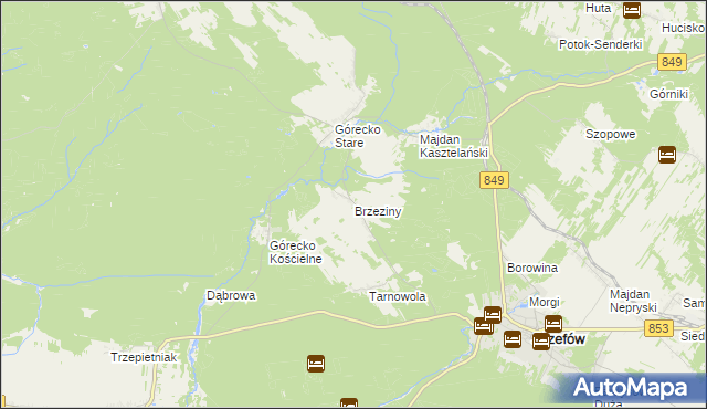 mapa Brzeziny gmina Józefów, Brzeziny gmina Józefów na mapie Targeo