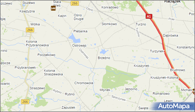mapa Brzeźno gmina Koneck, Brzeźno gmina Koneck na mapie Targeo