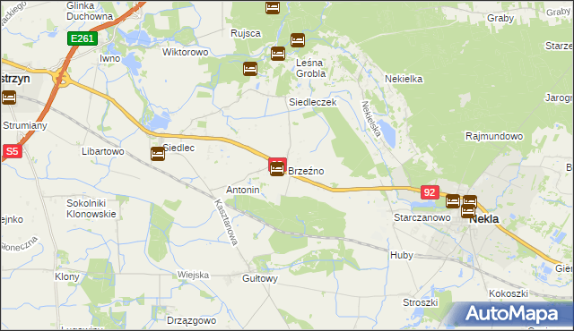 mapa Brzeźno gmina Kostrzyn, Brzeźno gmina Kostrzyn na mapie Targeo