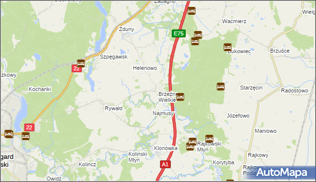 mapa Brzeźno Wielkie, Brzeźno Wielkie na mapie Targeo