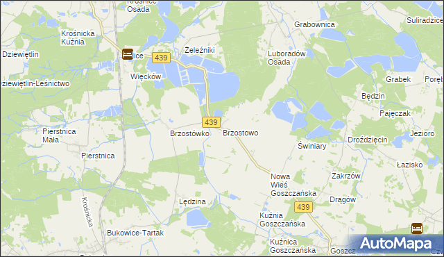 mapa Brzostowo gmina Krośnice, Brzostowo gmina Krośnice na mapie Targeo