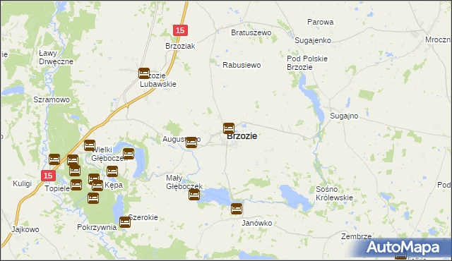 mapa Brzozie powiat brodnicki, Brzozie powiat brodnicki na mapie Targeo