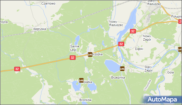 mapa Brzózka gmina Krosno Odrzańskie, Brzózka gmina Krosno Odrzańskie na mapie Targeo