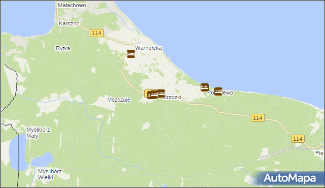 mapa Brzózki gmina Nowe Warpno, Brzózki gmina Nowe Warpno na mapie Targeo