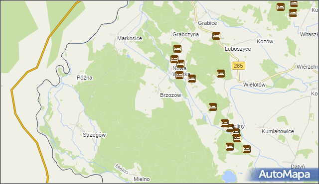 mapa Brzozów gmina Gubin, Brzozów gmina Gubin na mapie Targeo