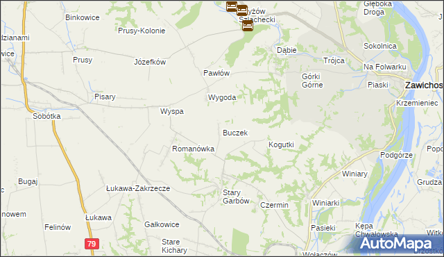 mapa Buczek gmina Dwikozy, Buczek gmina Dwikozy na mapie Targeo