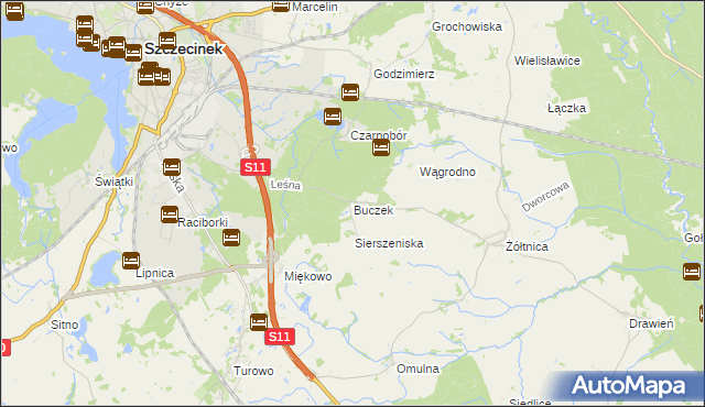 mapa Buczek gmina Szczecinek, Buczek gmina Szczecinek na mapie Targeo