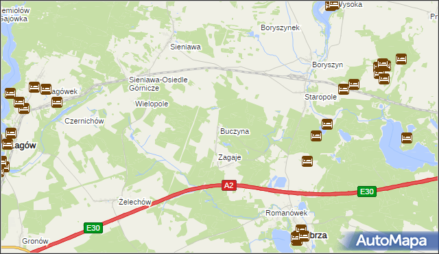 mapa Buczyna gmina Lubrza, Buczyna gmina Lubrza na mapie Targeo