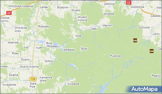 mapa Budy gmina Gielniów, Budy gmina Gielniów na mapie Targeo