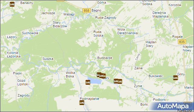 mapa Budziarze, Budziarze na mapie Targeo