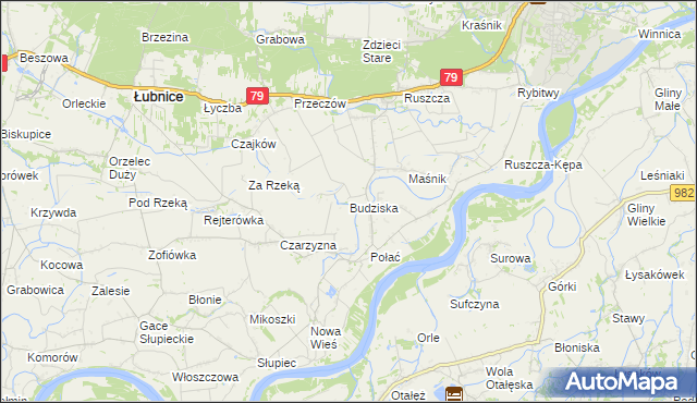 mapa Budziska gmina Łubnice, Budziska gmina Łubnice na mapie Targeo