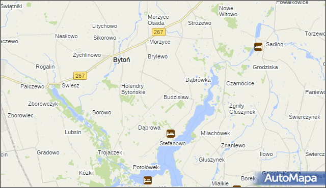 mapa Budzisław gmina Bytoń, Budzisław gmina Bytoń na mapie Targeo