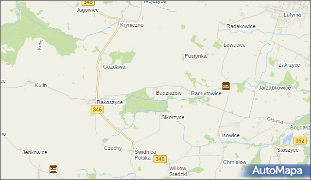 mapa Budziszów gmina Kostomłoty, Budziszów gmina Kostomłoty na mapie Targeo