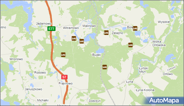 mapa Bujaki gmina Nidzica, Bujaki gmina Nidzica na mapie Targeo