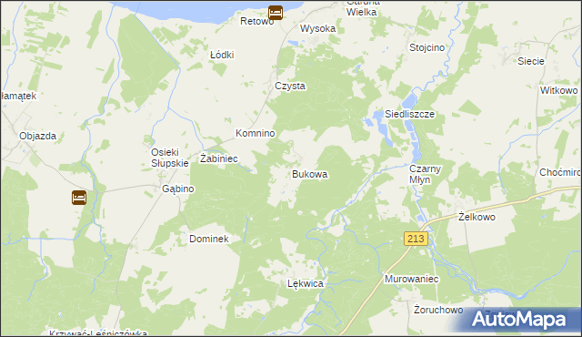 mapa Bukowa gmina Smołdzino, Bukowa gmina Smołdzino na mapie Targeo