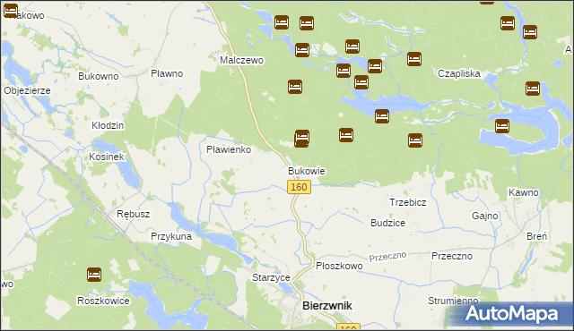 mapa Bukowie gmina Bierzwnik, Bukowie gmina Bierzwnik na mapie Targeo