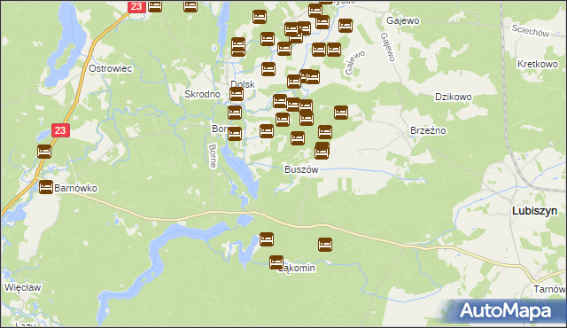 mapa Buszów gmina Lubiszyn, Buszów gmina Lubiszyn na mapie Targeo