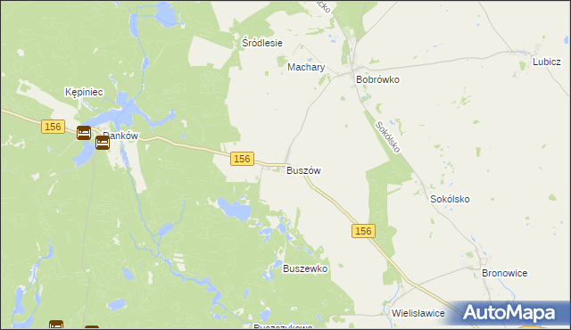 mapa Buszów gmina Strzelce Krajeńskie, Buszów gmina Strzelce Krajeńskie na mapie Targeo