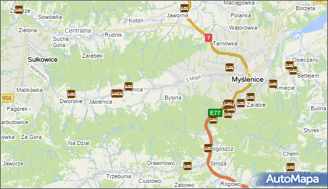 mapa Bysina, Bysina na mapie Targeo