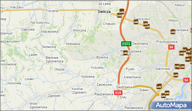 mapa Bzianka gmina Świlcza, Bzianka gmina Świlcza na mapie Targeo