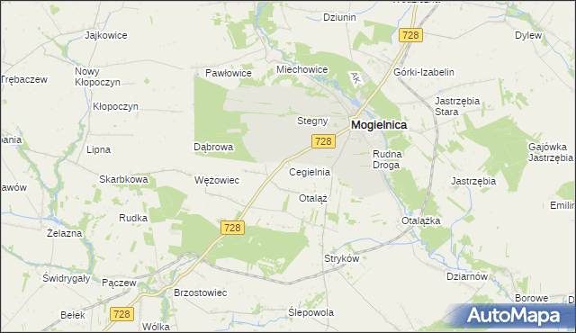 mapa Cegielnia gmina Mogielnica, Cegielnia gmina Mogielnica na mapie Targeo